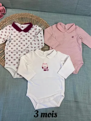 Lot 3 bodies col Claudine taille 3 mois