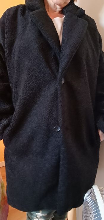 Manteau sherpa molleton noir