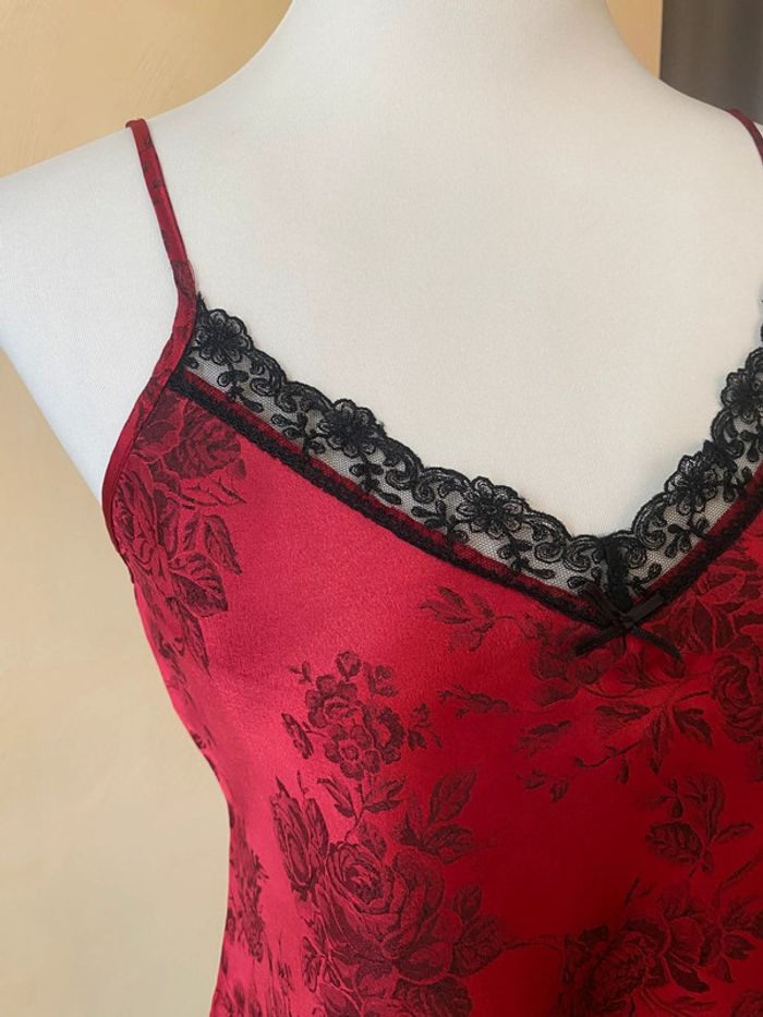 Caraco en satin rouge vintage Etam 40 - photo numéro 3