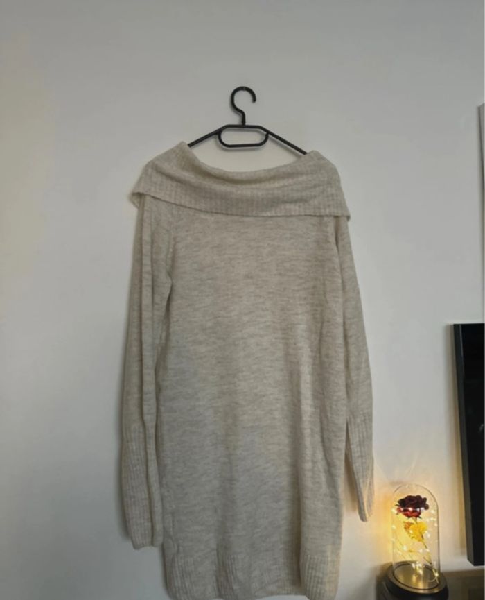 Robe pull en laine crème