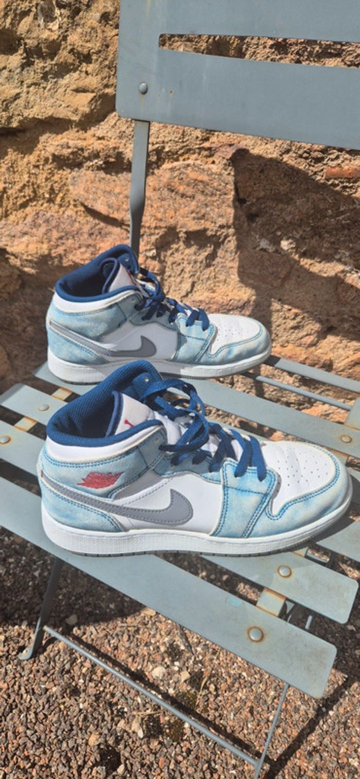 Sneakers montantes 1 Mid French Blue Fire Red Jordan - photo numéro 4