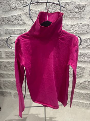 Tee shirt fille hiver col roulé fushia 8 ans manches longues