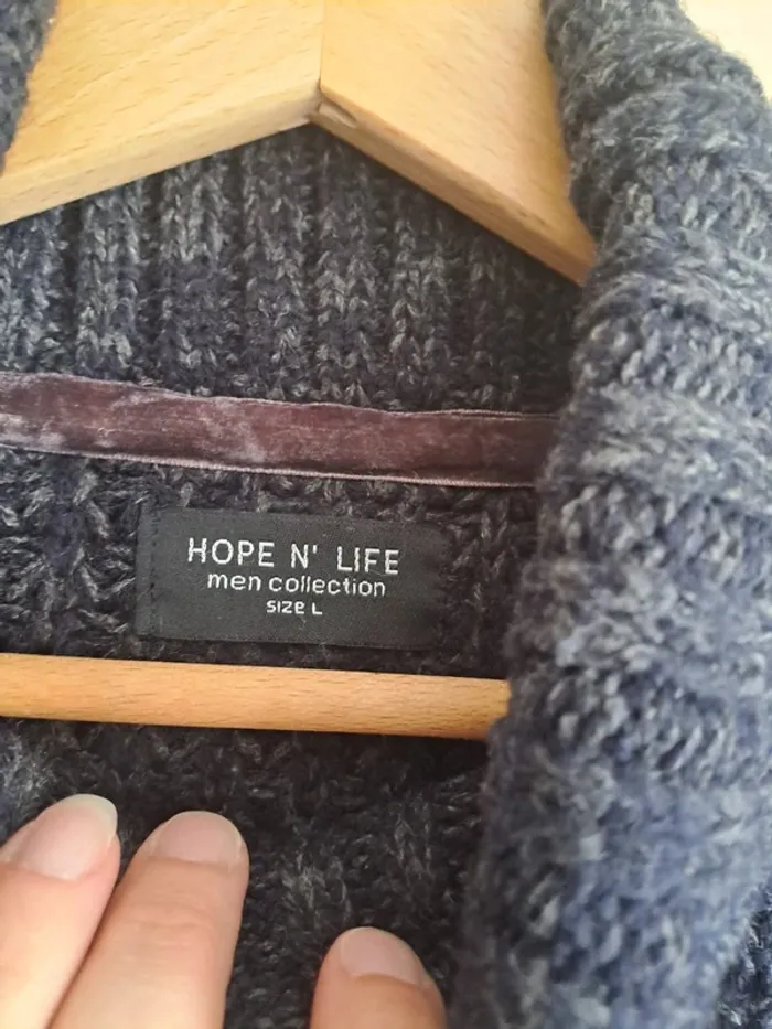 Pull homme chaud comme neuf bleu grisé Hope'N Life L - photo numéro 4