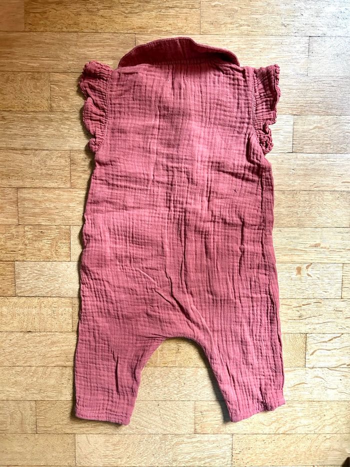 💖 Craquante Combinaison  Bébé Verbaudet - 9 Mois - Gaze de Coton Corail 💖 - photo numéro 3