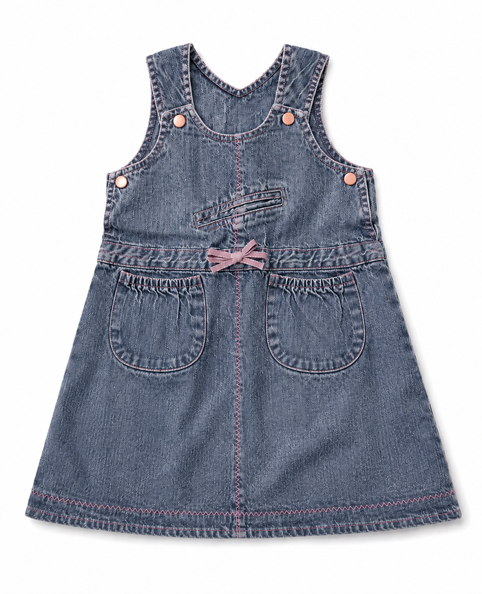 Robe en jean. 18 / 24 mois. Coutures et ruban fantaisies. - photo numéro 1