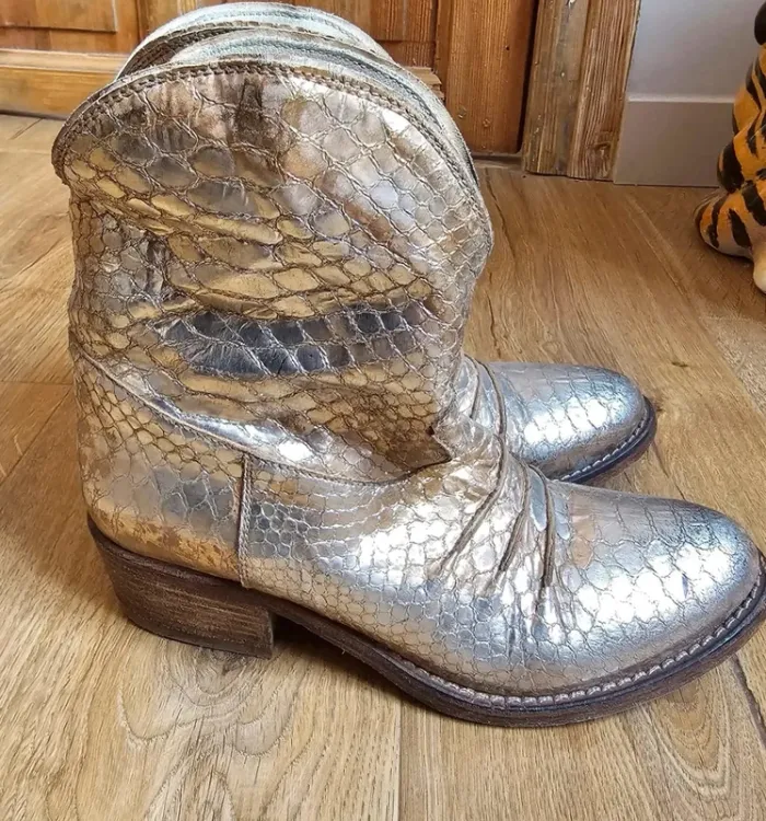Boots Vintage cuir italien gold Strategia cowboy - photo numéro 4