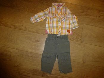 Ensemble pantalon kaki + chemise rayé Orchestra - 6 mois