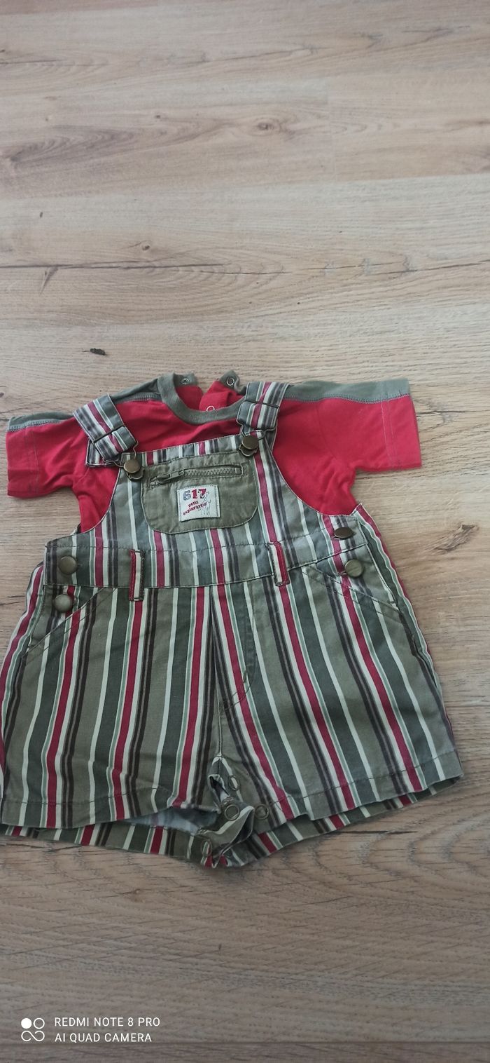 Ensemble salopette rayee 3 mois