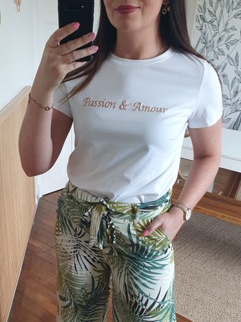 T-shirt Passion et Amour blanc/bronze Taille S