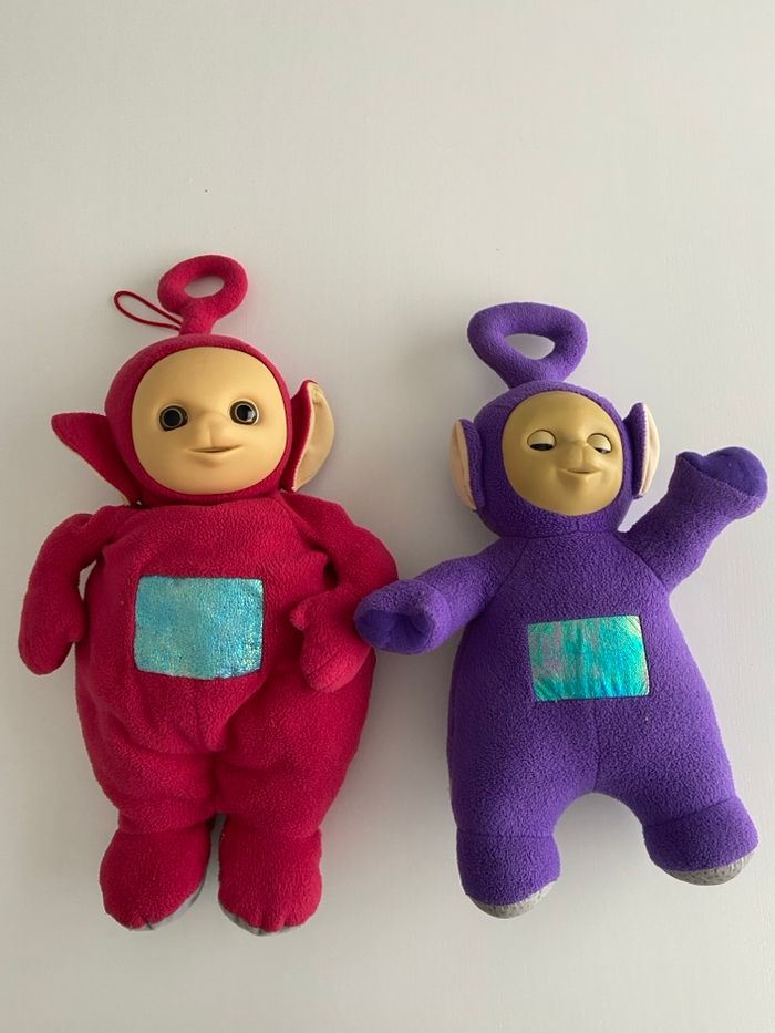 Lot de 2 Peluches Teletubbies Vintage - Tinky Winky & Po (Grande Taille)