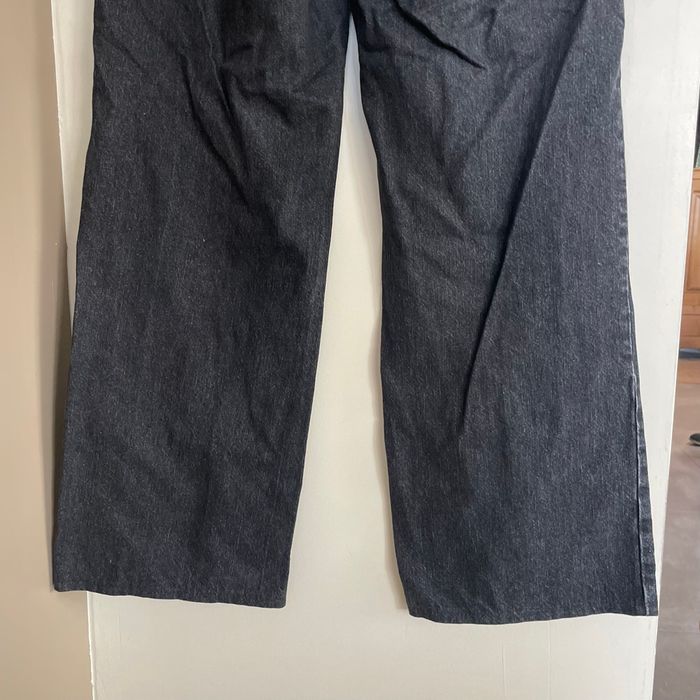 Jean droit noir Stradivarius taille 42 coupe large D92 denim brut délavé V063 - photo numéro 5