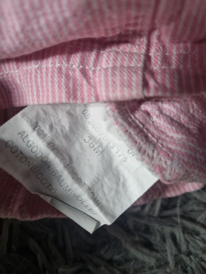 Robe salopette rose à rayures 36mois - photo numéro 4