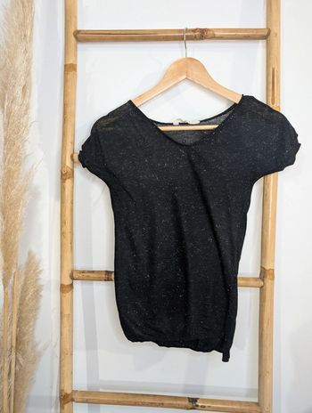Top noir maille fine brillant argenté Naf Naf