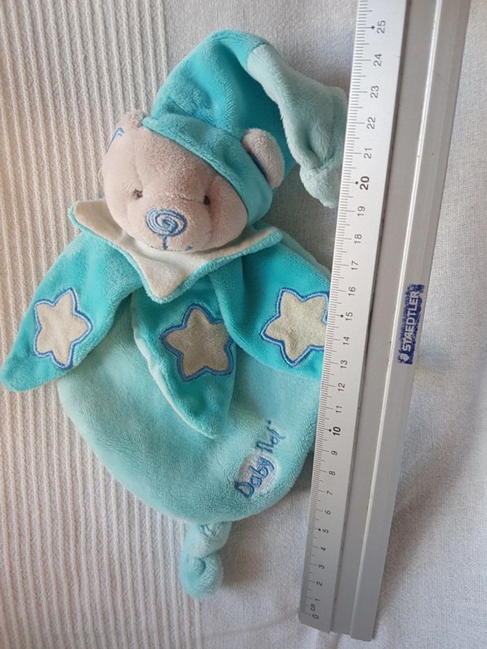 Doudou plat Babynat ourson bleu - photo numéro 2
