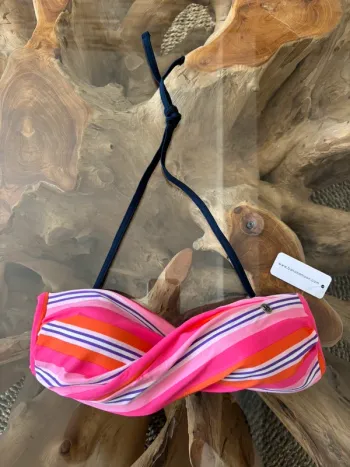 Haut de maillot de bain Banana Moon bandeau rayures rose violet orange blanc