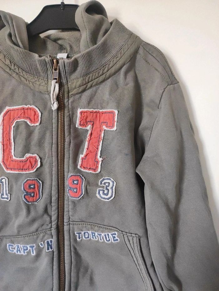 Veste fermeture éclaire gilet capuche vert kaki orange - photo numéro 2