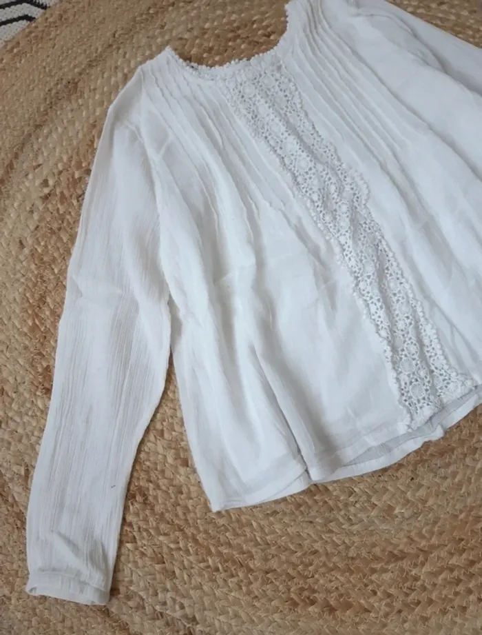 Blouse blanche manches longues Monoprix 10 ans - photo numéro 2