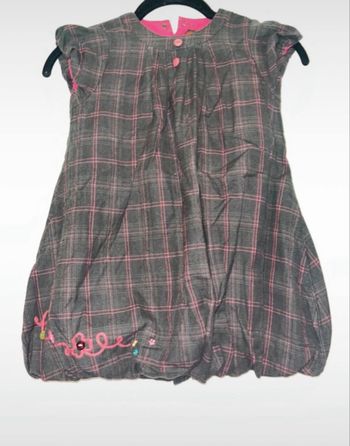 Robe Catimini 4 ans - Grise et Rose à Carreaux - Style Chic / Boule