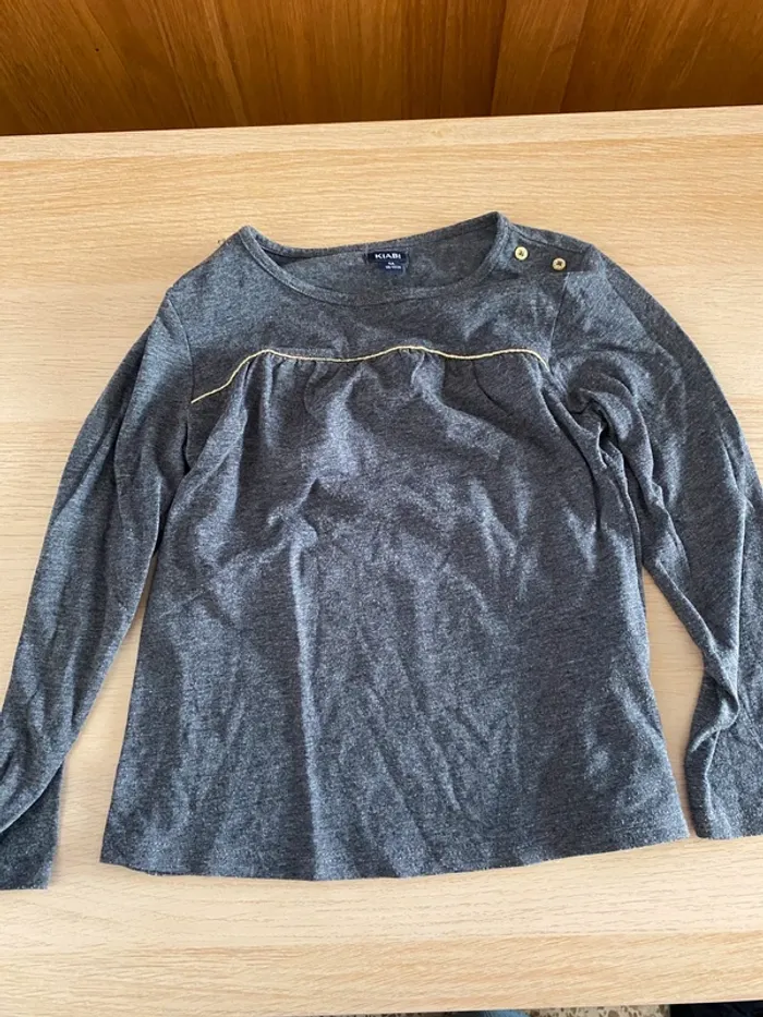 Pull dessus t-shirt 5 ans fille bleu étoile noeud tour Eiffel Disney chien 101 dalmatiens automne - photo numéro 6