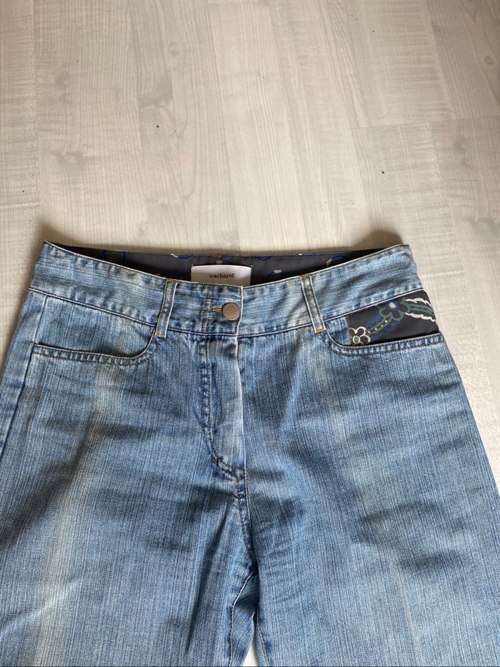 Jean bleu large vintage brodé cacharel - photo numéro 4