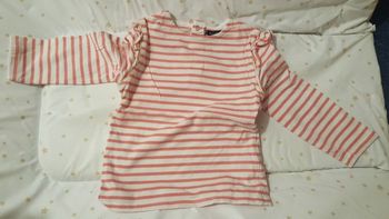 Tee shirt rayé rose et blanc 18 mois