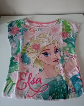 Tee-shirt sans manches, 8 ans,coton rose clair et multicolore. Disney Elsa Reine des neiges. Parfait état