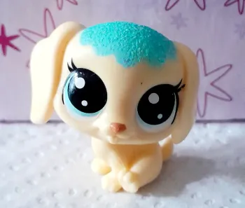Petite Figurine Littlest Pet Shop Chien jaune et bleu