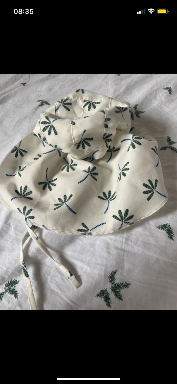 Chapeau casquette protège nuque anti UV bébé 3 6 mois Lassig blanc palmiers - photo numéro 5