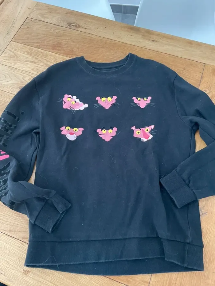 Sweat Zara noir la panthère rose