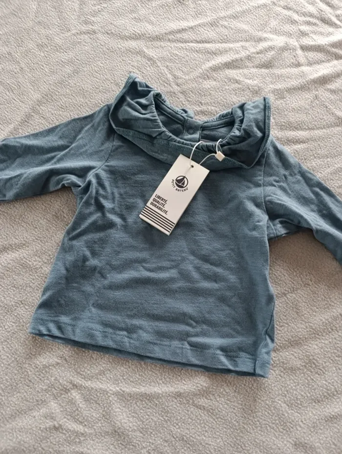 Blouse fille bleue petit bateau 6 mois neuve
