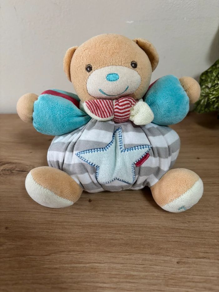 Doudou peluche ours boule grelot étoile bleu kaloo - photo numéro 2