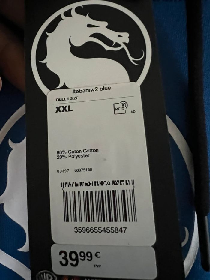 Pull bleu Celio neuf avec étiquette XXL mortal combat - photo numéro 5