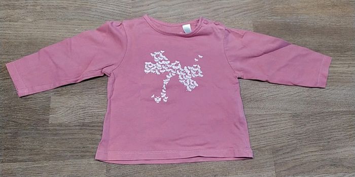 Tee-shirt ML rose 12 mois