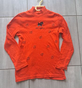 Pull vintage rouge chien "Chipie" Côte Anglaise