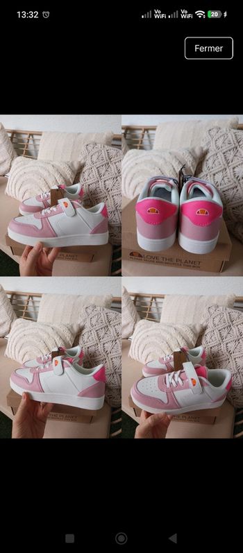 Paire de baskets / sneakers à scratch Ellesse pointure 34 neuves avec étiquettes
Coloris blanc, rose clair & rose fushia