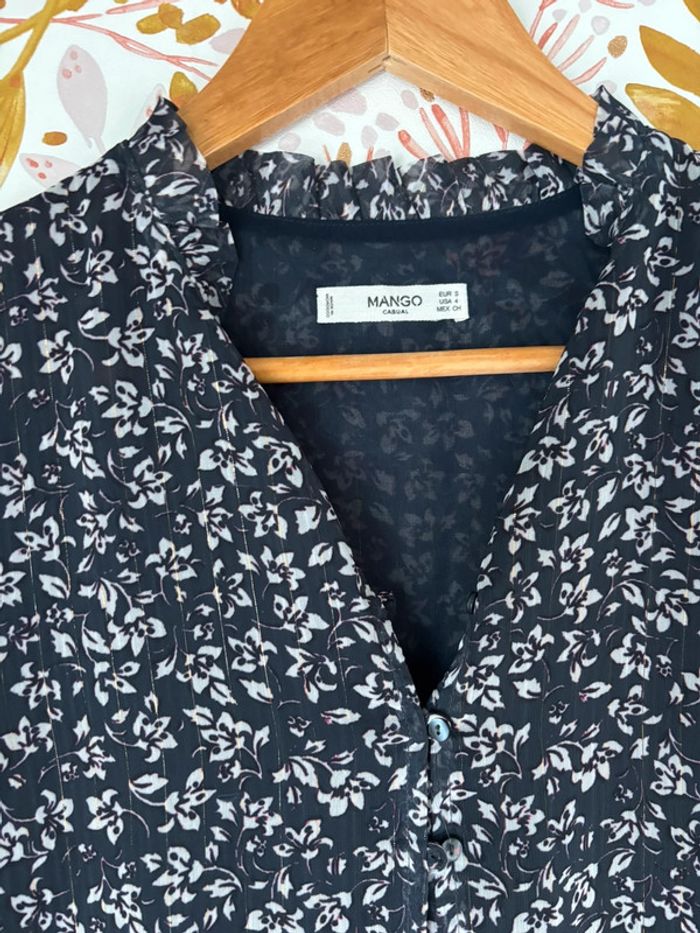 Robe mango fleuris noir liseré argenté - photo numéro 2