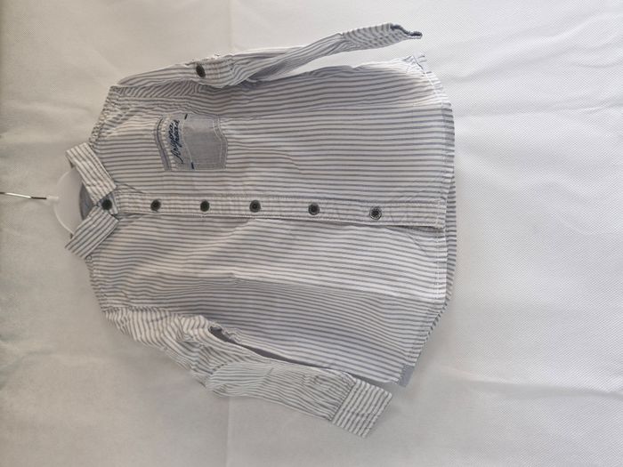Chemise manches longues 3 ans Okaïdi Blanc rayure bleu clair
