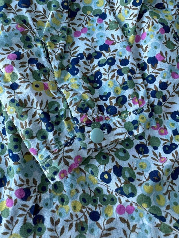 Blouse ML en tissu liberty Wiltshire tons vert/rose/marine - Taille 3 Ans - photo numéro 5