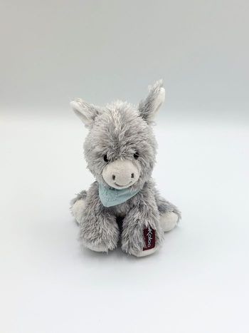 Doudou peluche âne gris blanc Régliss les amis KALOO 2013 bandana 14 cm - a12724 - sos doudou