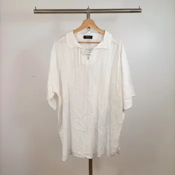 Tunique blanche col lacé Destiny Wear en coton bambou 100 % taille XL A843