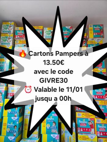 🔥 Pampers à prix choc (13.5€)  — Happy Hours -30% !