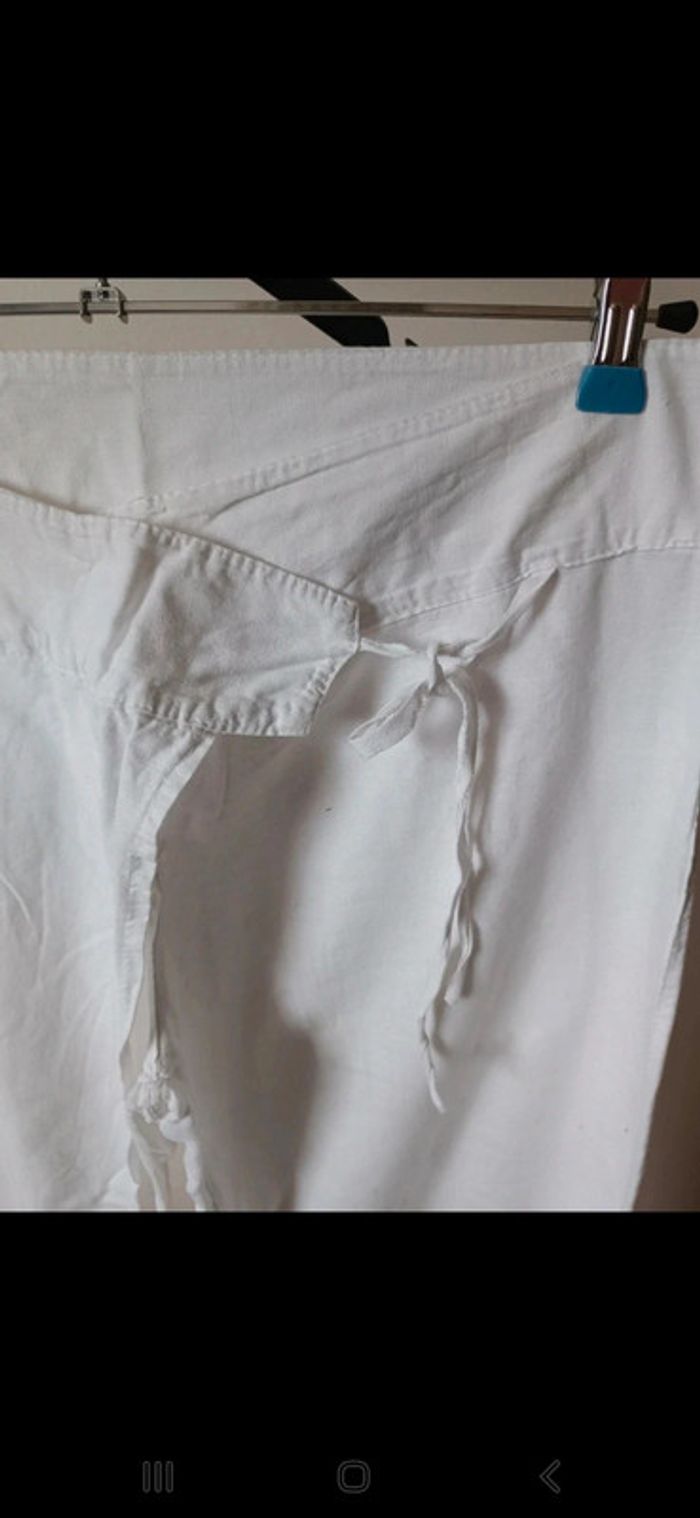 Pantalon blanc style "cargo"/sarouel en coton et lin mélangés🤍 - taille L/XL - état impeccable - photo numéro 2