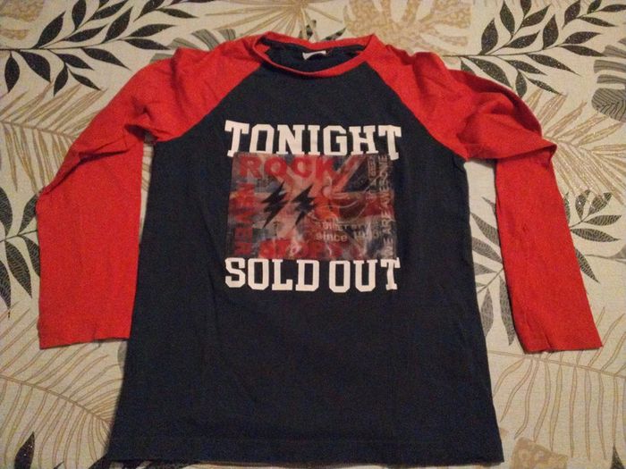 Tee shirt manche longue marine et rouge Tape à l'œil 10 ans
