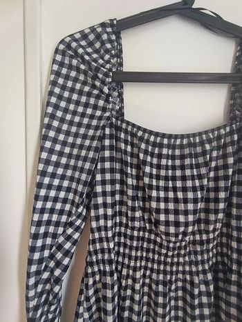 Robe courte imprimé vichy à manches bouffantes encolure carré Taille M H&M Neuf avec étiquette