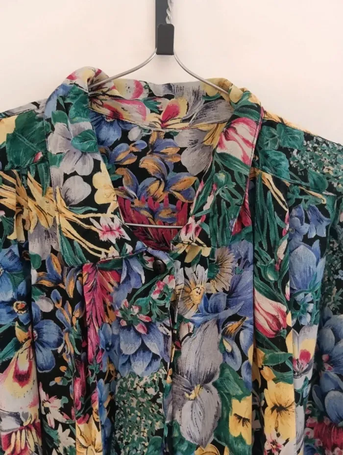 Chemise vintage fleurs multicolores - photo numéro 4