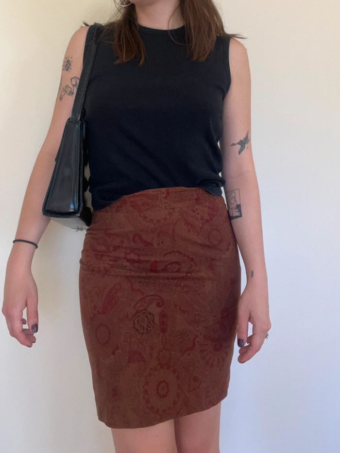 Mini jupe crayon - vintage skirt 70's/ folk inspired - photo numéro 5