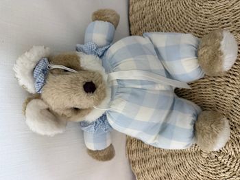 Doudou Souris beige blanc carreaux vichy bleu JACADI