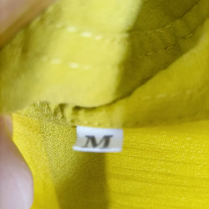 Chemise jaune vert bouton bois homme ou femme M coupe droite style casual vintage A1359 - photo numéro 5