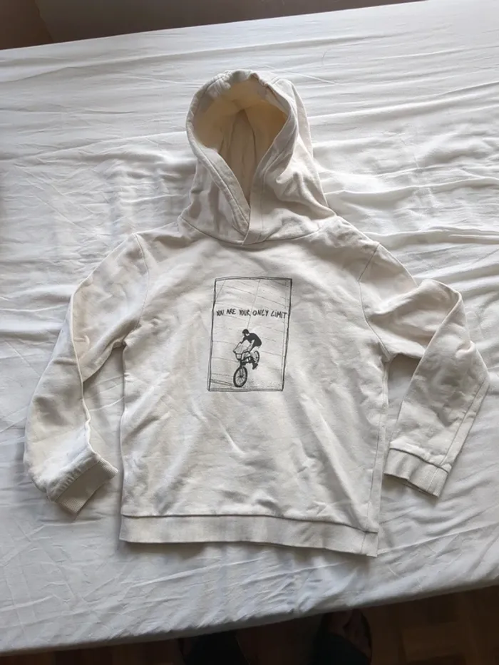 Sweat-shirt blanc avec dessin G/F - photo numéro 4