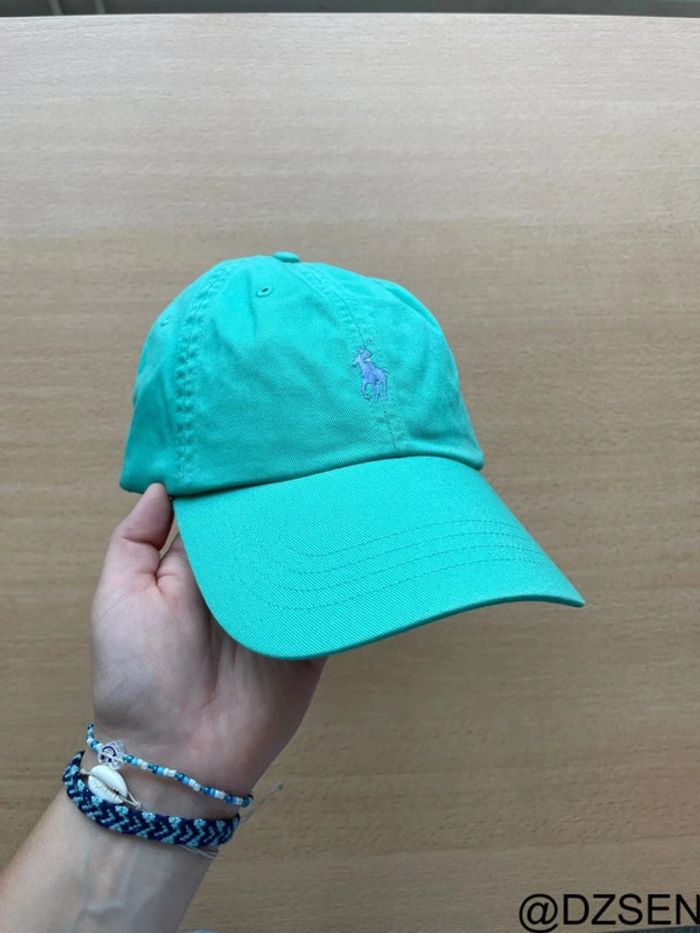 Casquet Ralph Lauren Neuve Turquoise logo brodé